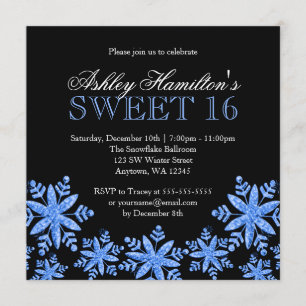 Invitación Dulce azul de los copos de nieve de la chispa país