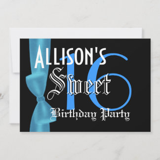 Invitación Dulce azul Faux 16 cumpleaños