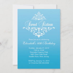 Invitación Dulce azul moderno Dieciséis cumpleaños