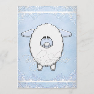 Invitación Dulce Azul Niños Oveja Baby Shower