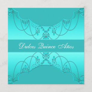 Invitación Dulce azul verde azulado Quince Quinceanera