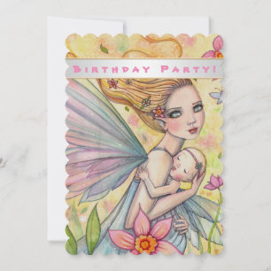 Invitación Dulce Baby Girl Fairy First Birday Party