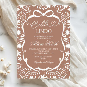 Invitación Dulce Baby Shower Cielito Lindo Mexicano Marrón