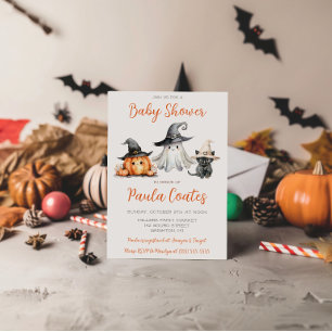 Invitación Dulce baby shower con tema de Halloween