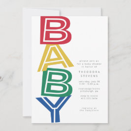 Invitación Dulce baby shower de colores primarios modernos y 