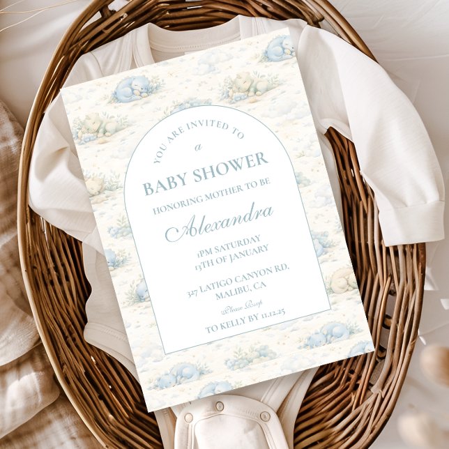Invitación Dulce Baby Shower de Dinosaurio Azul (Subido por el creador)