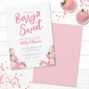 Invitación Dulce Baby Shower de Fresa y Bayas