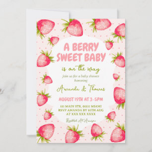 Invitación Dulce Baby Shower de Fresa y Bayas