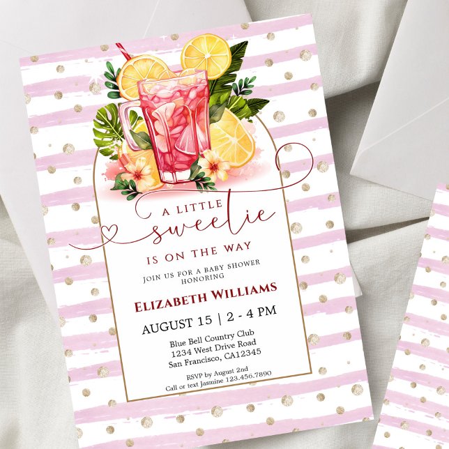 Invitación Dulce Baby Shower de Limonada Rosa (Subido por el creador)