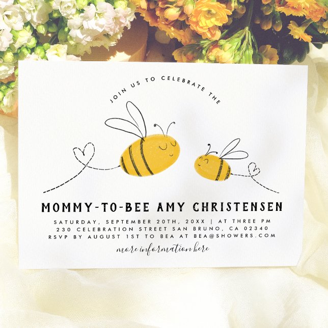 Invitación Dulce Baby Shower de Mamá Abeja Neutral en Género (Subido por el creador)