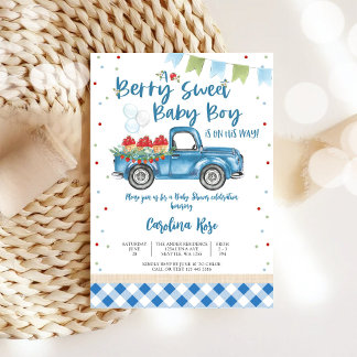 Invitación Dulce Baby Shower de Niño con Bayas