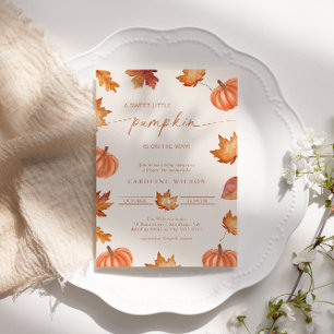 Invitación Dulce Baby Shower de Otoño Calabacita Naranja Quem