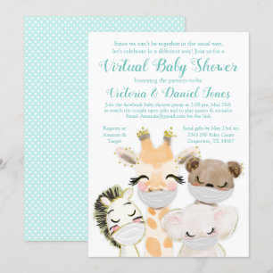 Invitación Dulce baby shower de paso con máscaras de animales