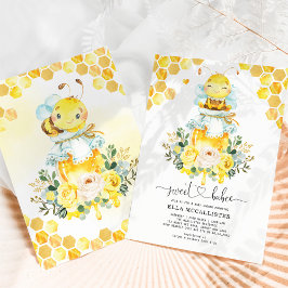 Invitación Dulce Baby Shower dorado amarillo miel de abeja fl