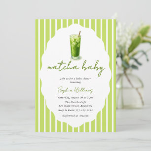 Invitación Dulce Baby Shower Moderna de Matcha Ondulado Verde