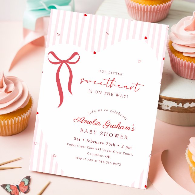 Invitación Dulce Baby Shower Moderno de lazo Rosa (Subido por el creador)