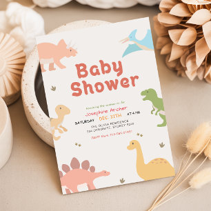 Invitación Dulce Baby Shower Niño Dinosaurio Dino