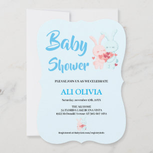 Invitación Dulce baby shower para amantes de los conejos