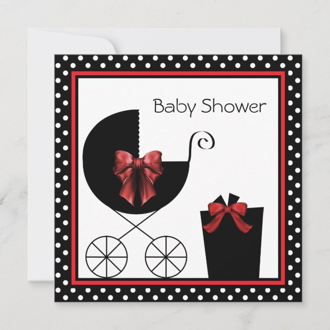Invitación Dulce Baby Shower Rojo y Negro (Anverso)