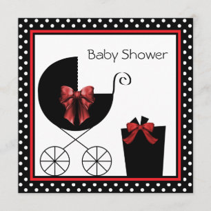 Invitación Dulce Baby Shower Rojo y Negro