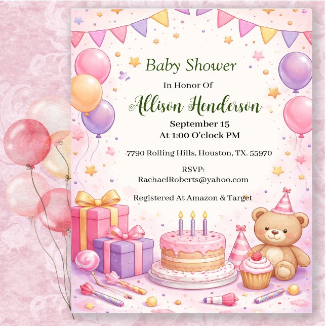 Invitación Dulce Baby Shower Rosa Pastel (Subido por el creador)