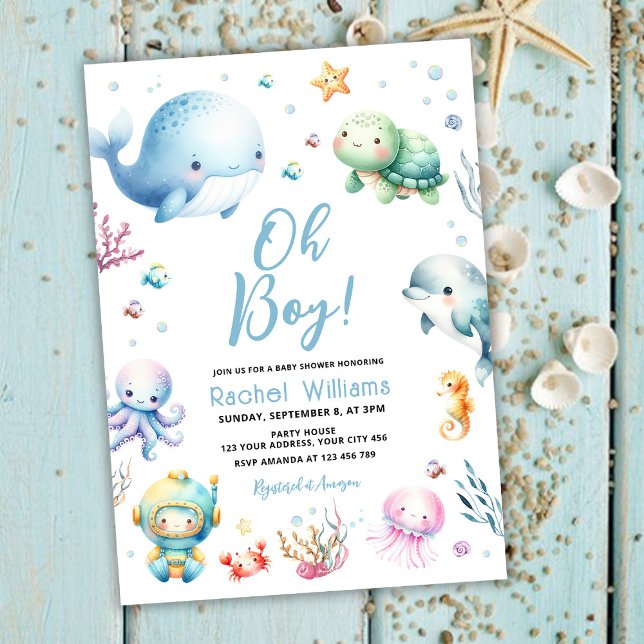 Invitación Dulce Bajo el Mar Oh Chico Fiesta de Bebé (Subido por el creador)