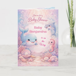 Invitación Dulce Bajo el Mar Shower de Bebé Niña Océano Rosa