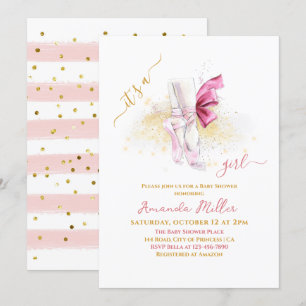 Invitación Dulce Ballet Zapatos Ilustracion Bebé Ducha