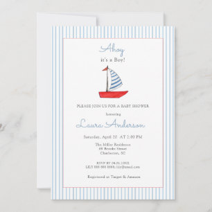 Invitación Dulce barco náutico Baby niño Baby shower