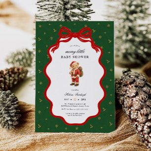 Invitación Dulce Bautizo de Navidad del Osito de Peluche