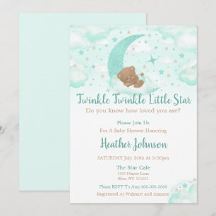 Invitación Dulce Bautizo Oso de Twinkle Twinkle Little Star