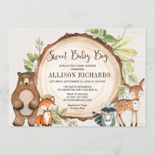 Invitación Dulce bebé amigos de la selva leñosos bebé ducha d