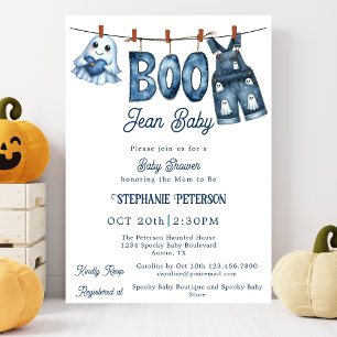 Invitación Dulce bebé Boo Jean Boy Fiesta de Halloween para e
