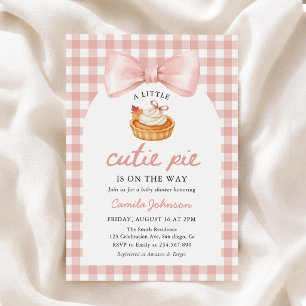 Invitación Dulce Bebe con Lazo Rosa para Baby Shower de Otoño