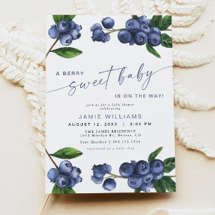 Invitación Dulce Bebe Cumpleaños Baby Shower de Arándanos