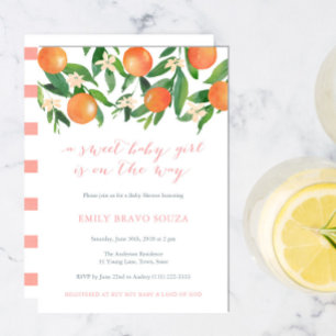 Invitación Dulce Bebé En El Camino Del Cítrico Baby Shower