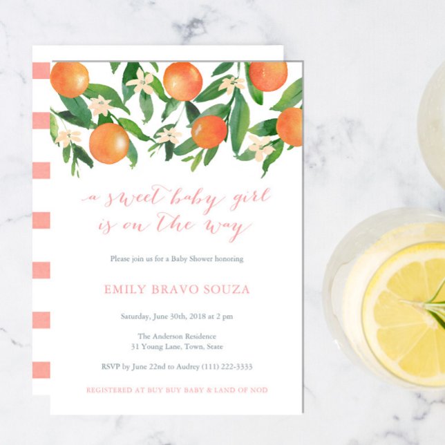 Invitación Dulce Bebé En El Camino Del Cítrico Baby Shower (Subido por el creador)