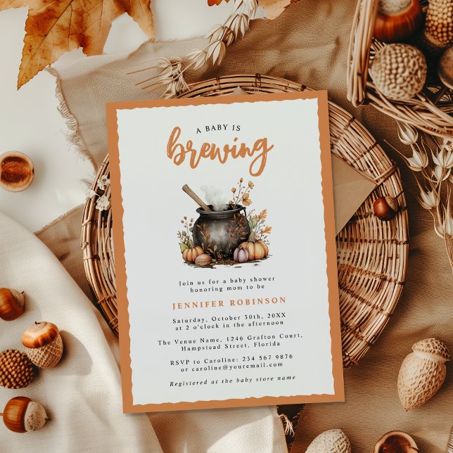 Invitación Dulce Bebé Está Brewendo Fiesta de Bebé de Hallowe (Subido por el creador)
