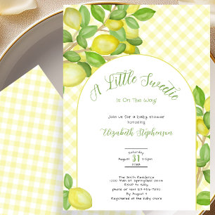 Invitación Dulce Bebé Fiesta de Shower de Cuadros Amarillos d