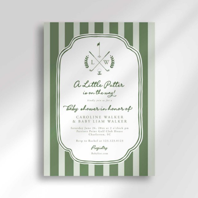 Invitación Dulce Bebe Golf Monograma en Camino Fiesta de Bebé (Subido por el creador)