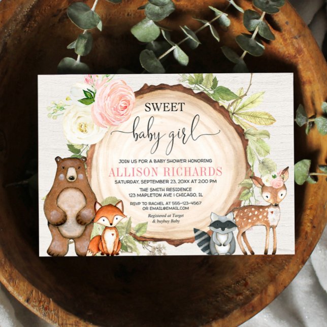Invitación Dulce bebé leña lindos animales bebé ducha (Subido por el creador)