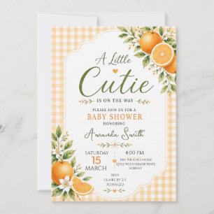 Invitación Dulce Bebé Naranja Fiesta de Bienvenida