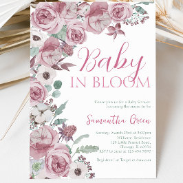 Invitación Dulce Bebe Niña en Floral Fiesta de Bienvenida