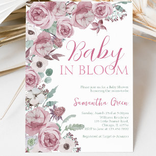 Invitación Dulce Bebe Niña en Floral Fiesta de Bienvenida