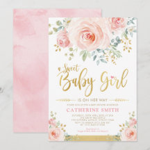 Dulce bebé Rubor Rosa Gold Floral Baby Shower
