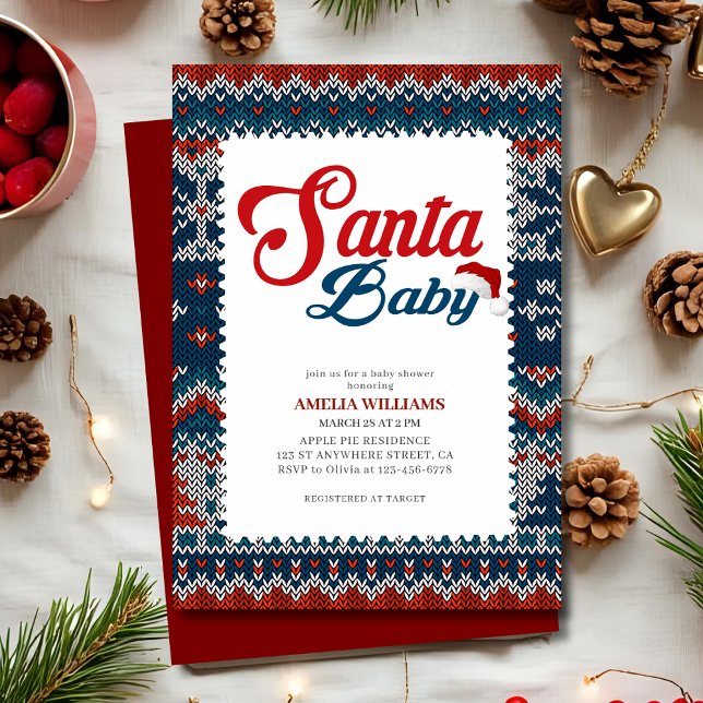Invitación Dulce bebé Santa rojo para una fiesta de revelació (Subido por el creador)