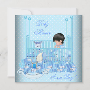 Invitación Dulce Bebé Varón Azul Cuna