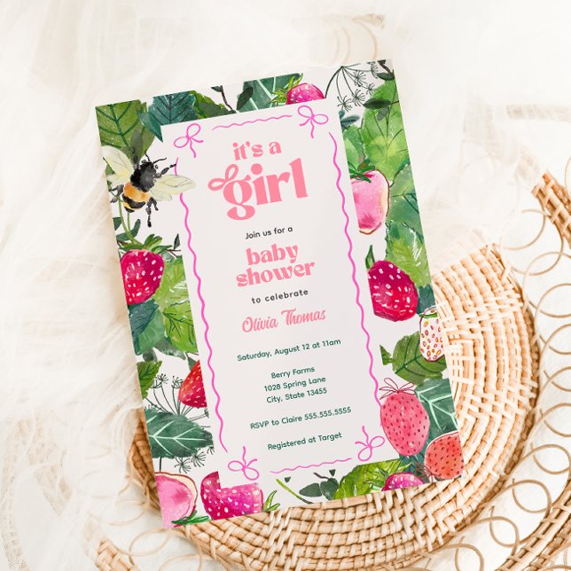 Invitación Dulce Berry Berry Baby Girl Strawberry Shower Invi (Subido por el creador)
