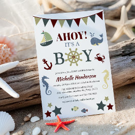 Invitación Dulce Bienvenida Náutica ¡Es un Niño! Fiesta de Be