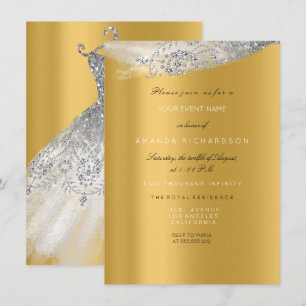 Invitación Dulce blanco 16º vestido de plata de novia Diamant